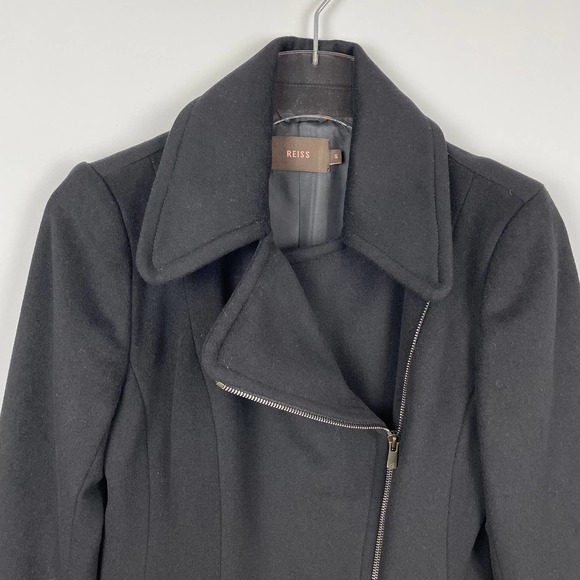 REISS Moto Wool Cashmere Blend Zip Up Jacket Coat - Picture 3 of 7